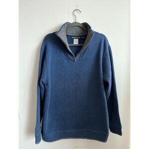 IrelandsEye Sweater Mens XL Irish Wool Blue Pullover Quarter Zip Made In Ireland